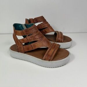 Roan by Bed Stu 7 Women Carlita Studded Leather Gladiator Sandals Zip Shoe